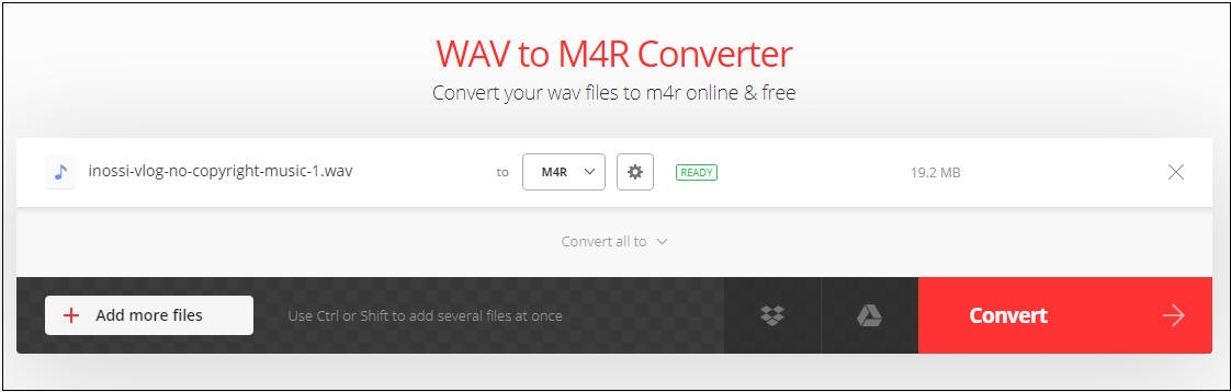 convert WAV to M4R online