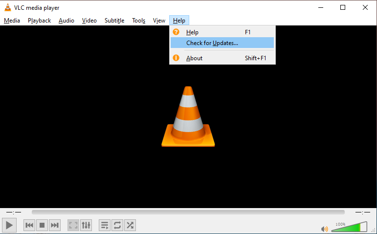 check for the latest updates of VLC
