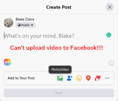 Can’t upload video to Facebook