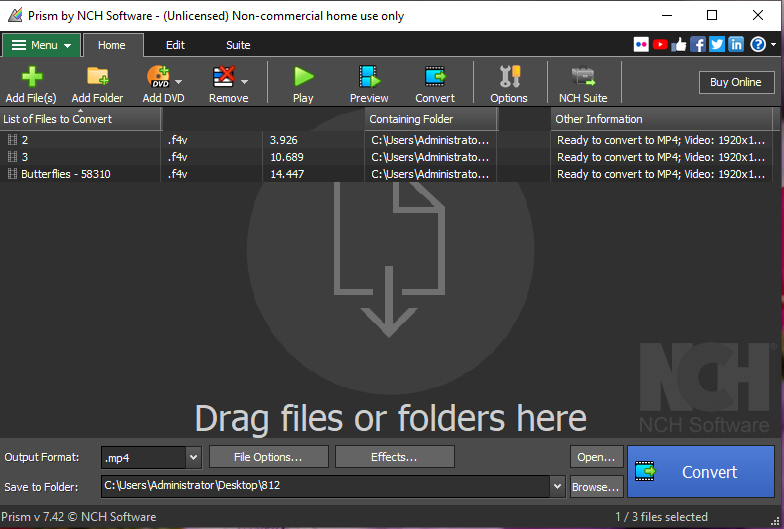 convert F4V to MP4 with Prism Video Converter
