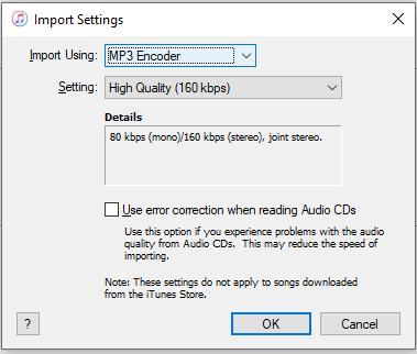 change the import settings