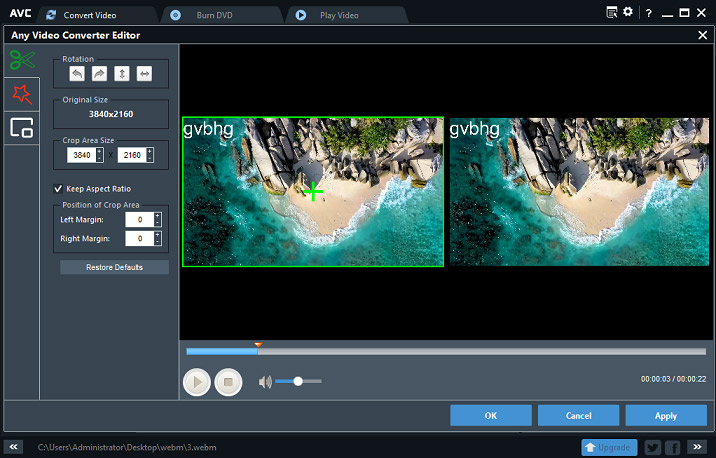 edit the video with Any Video Converter