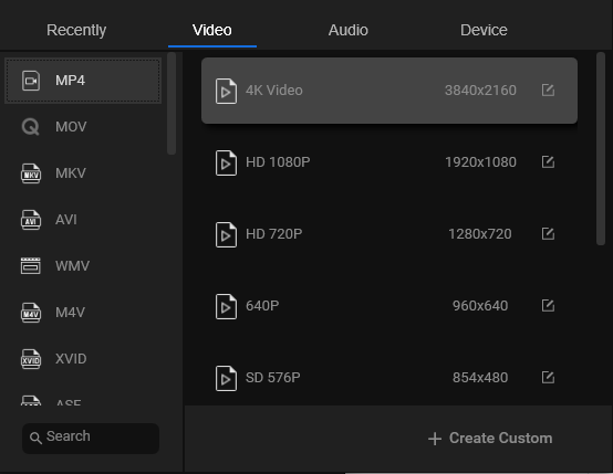 change video output format