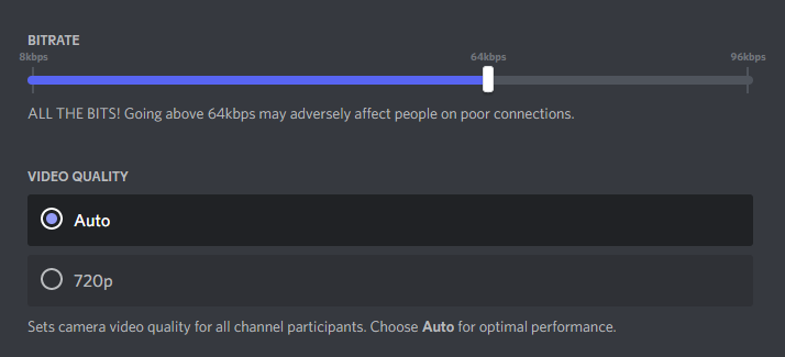 change the discord audio bitrate