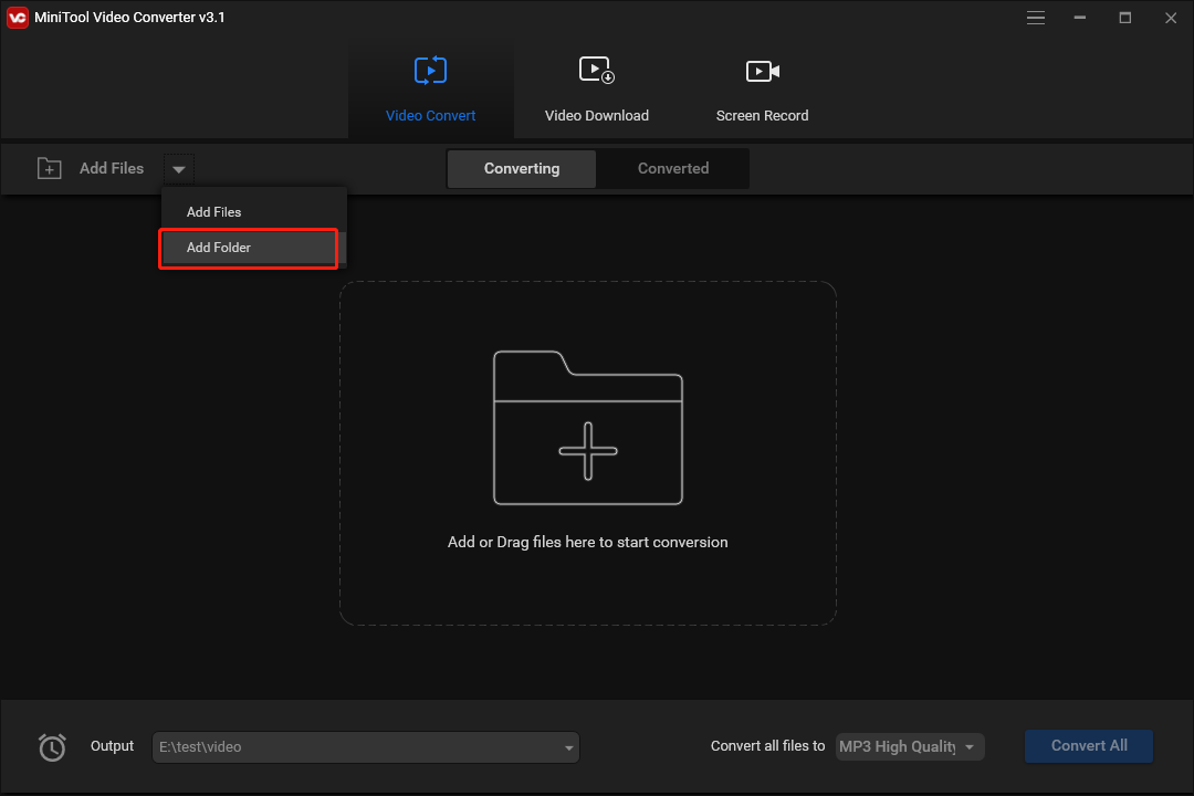 add folder to MiniTool Video Converter