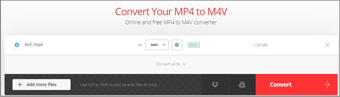convert MP4 to M4V via Convertio