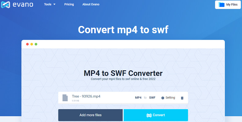 convert MP4 to SWF with Evano