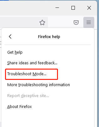 open Firefox troubleshoot mode
