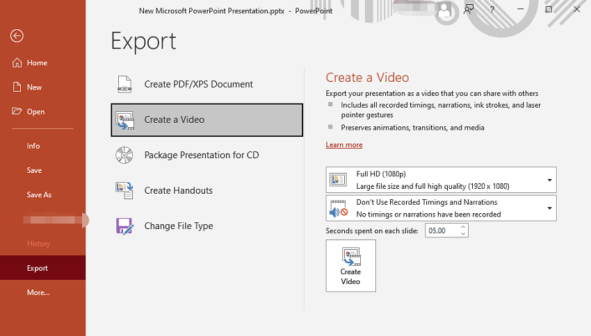 save PowerPoint as a video