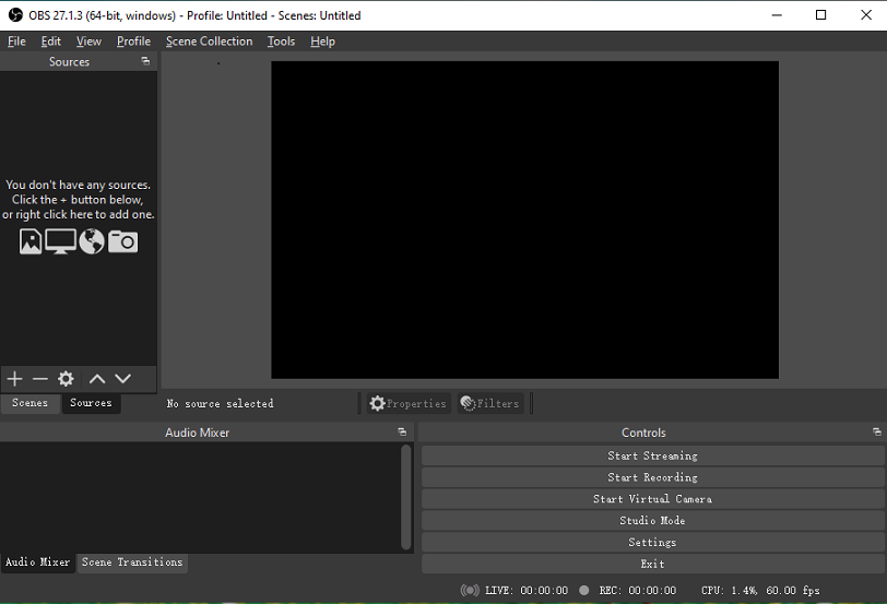 interface of OBS Studio