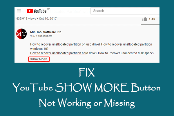 Best Fixes: YouTube SHOW MORE Button Is Not Working/Missing