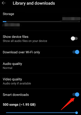 enable the Smart downloads feature on YouTube Music