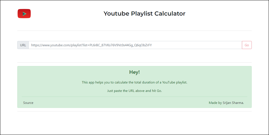 YouTube Playlist Calculator