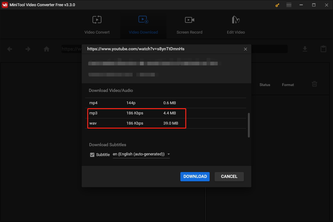 choose audio format