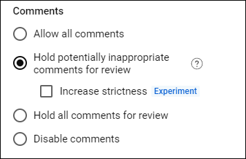 upload default for comments