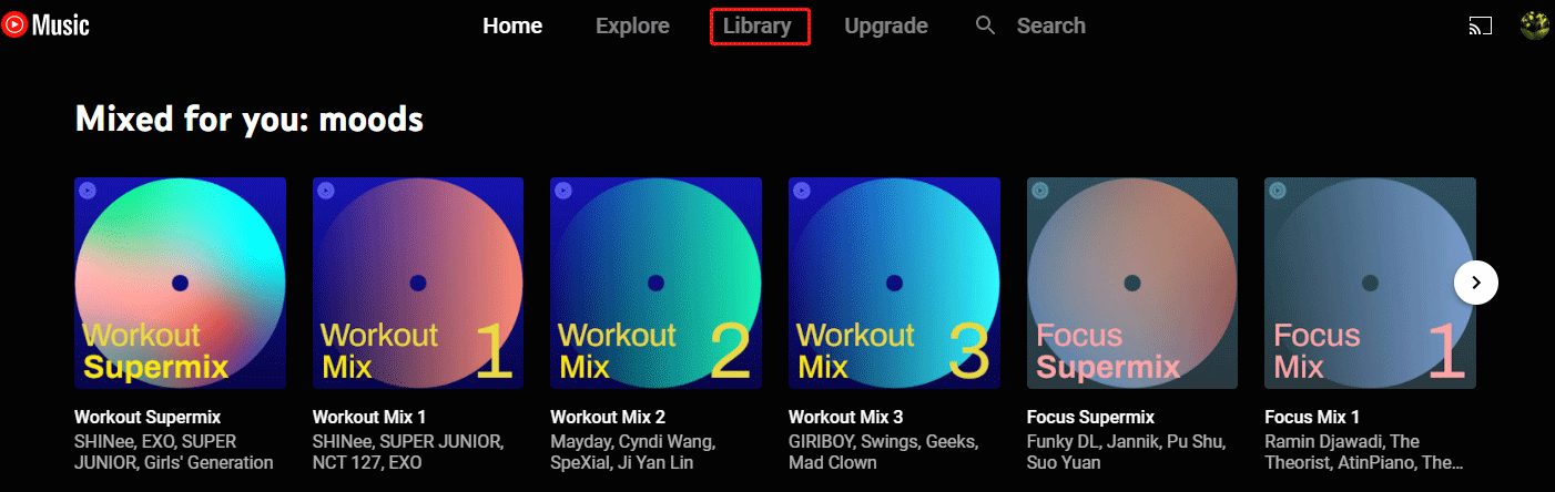 go to Library on YouTube Music