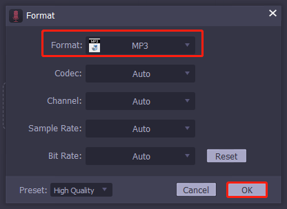 adjust output parameters for the YouTube Music songs
