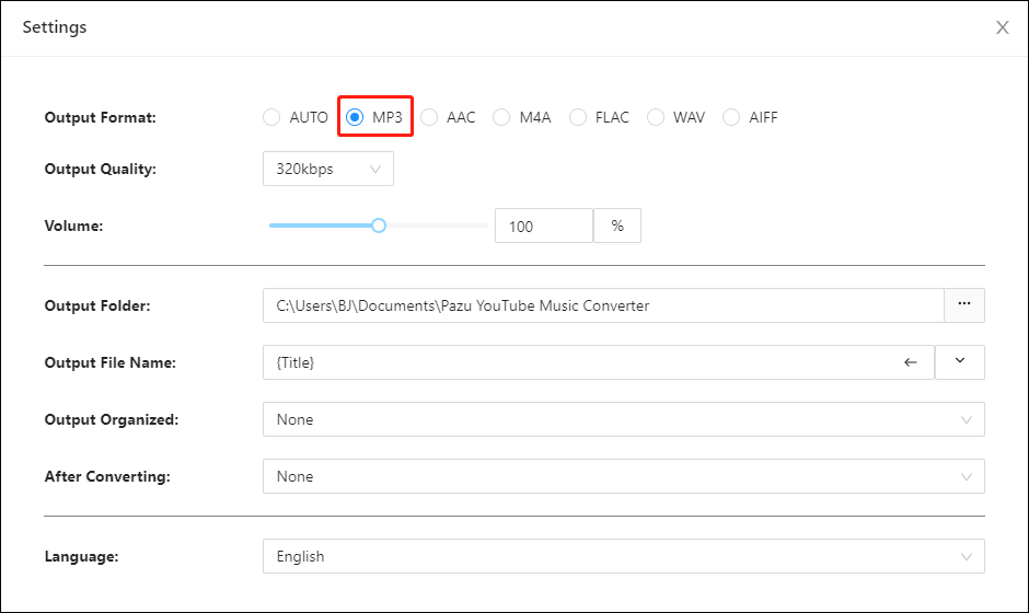 change the output format