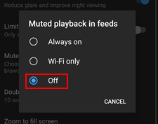 disable Muted playback in feeds