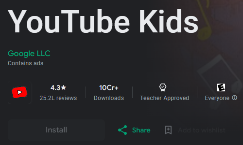 install YouTube Kids from Google Play Store