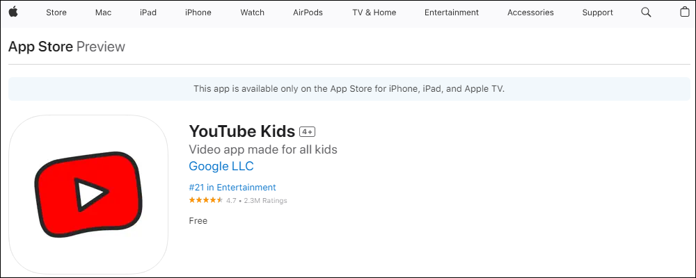install YouTube Kids from App Store