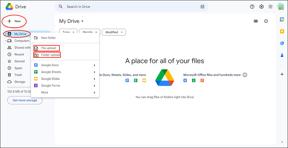 upload files or folder to Google Drive