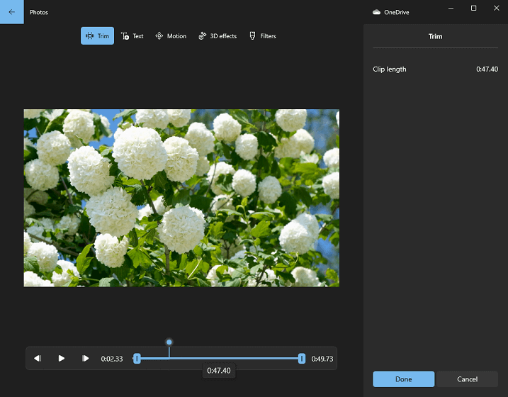 use Windows built-in video editor to trim video