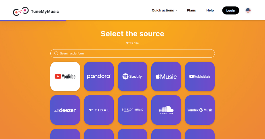 choose YouTube as the source platform