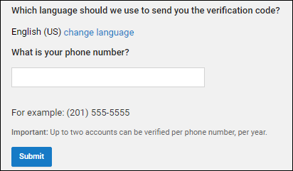 choose the language and enter your phone number