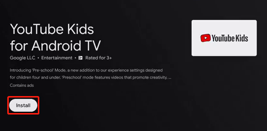 youtube kids for android tv