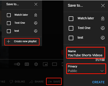 create YouTube Shorts playlist