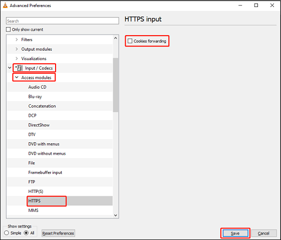 untick Cookies forwarding