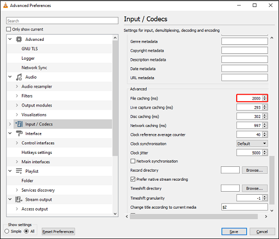 increase file caching value