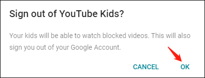 sign out of YouTube Kids