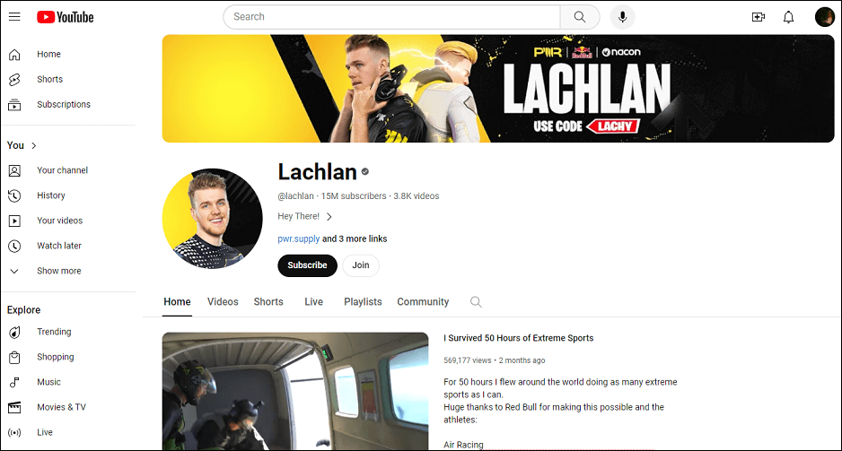 Lachlan YouTube channel