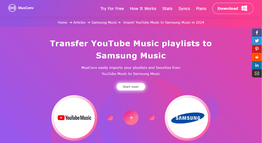 transfer YouTube Music to Samsung Music with MusConv