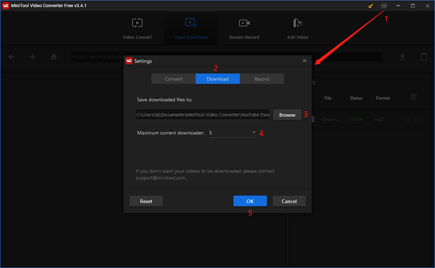 adjust pre-download settings