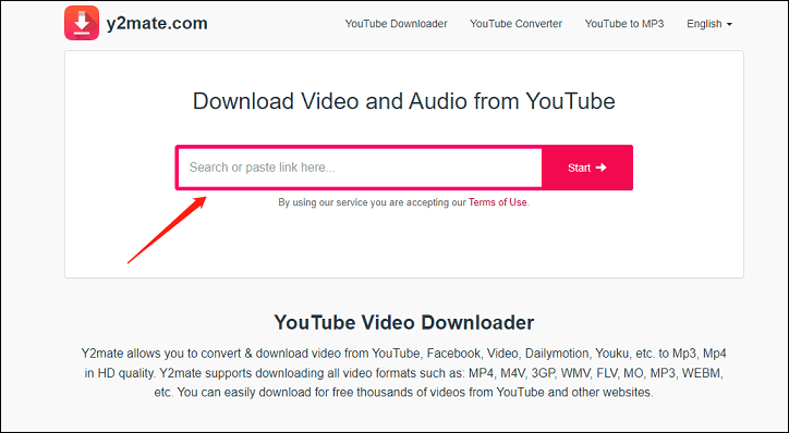 paste the video URL into Y2mate