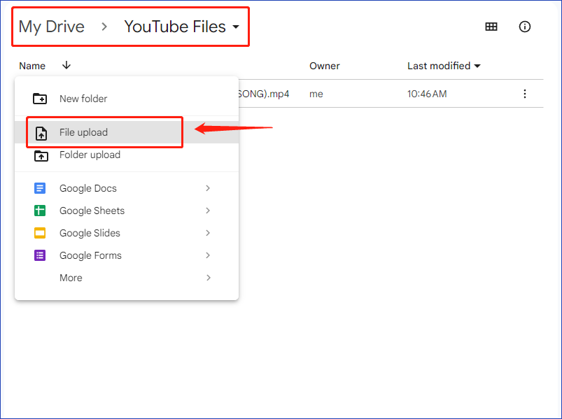 enviar vídeo para o Google Drive