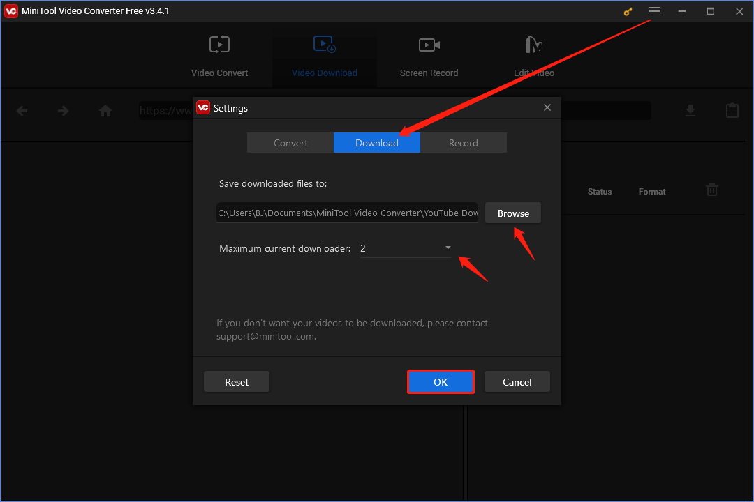 customize the output parameters