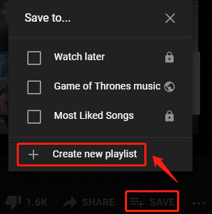 choose Create new playlist