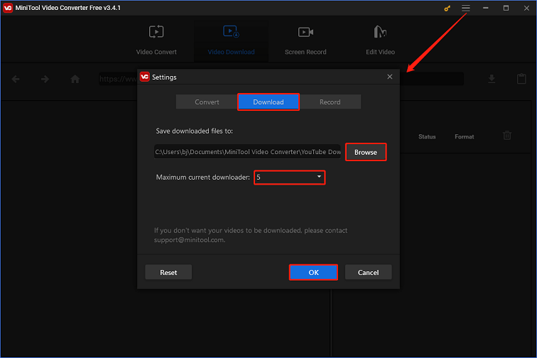 configure pre-download settings