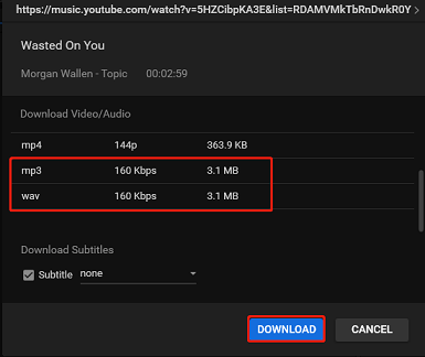 select the output format and click on DOWNLOAD