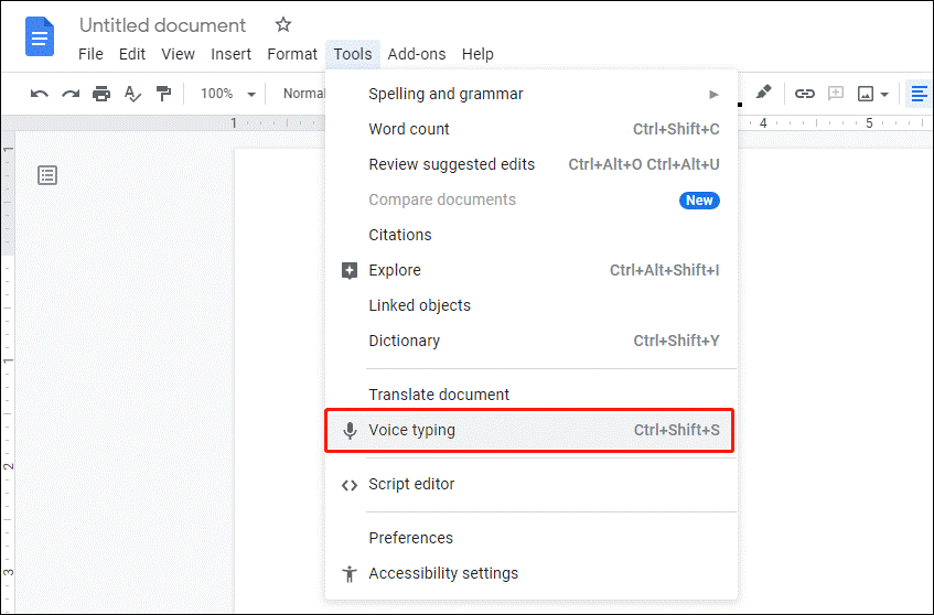 select voice typing