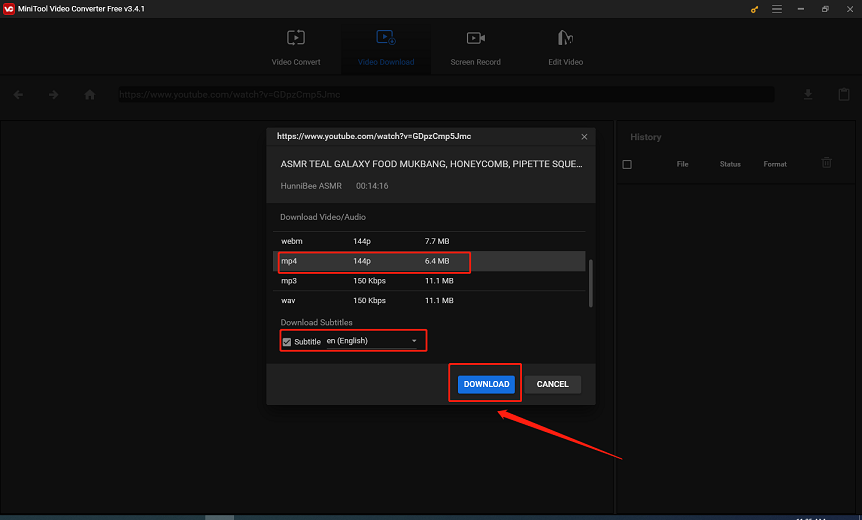 choose an output format and click DOWNLOAD