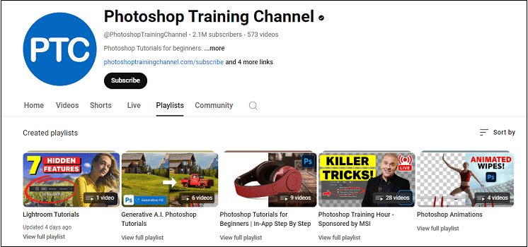 Photoshop Training Channel