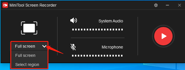 choose Full screen or Select region