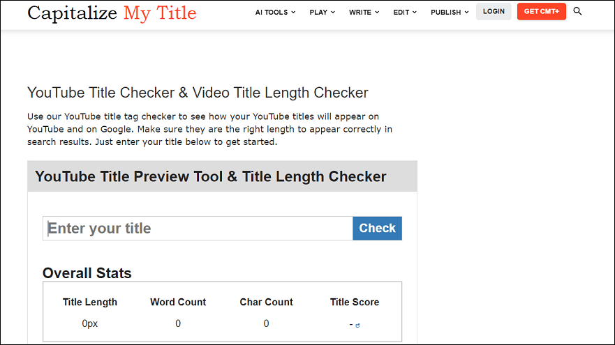 Capitalize My Title’s YouTube Title Checker