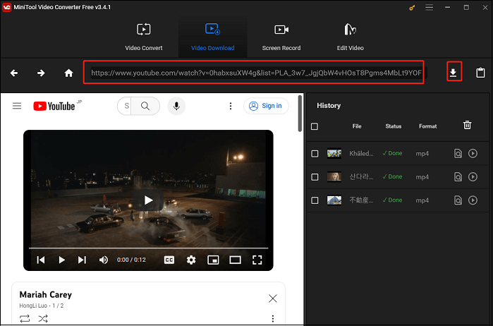 paste the URL and click the Download button