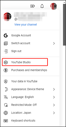 click YouTube Studio